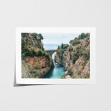 Amalfi Coast scenic boat ride in white frame - Mediterranean seascape wall art