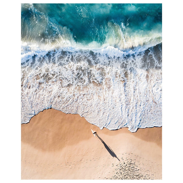 Waves from Above in Sydney Beach with a Surfer entering a large swell wall art