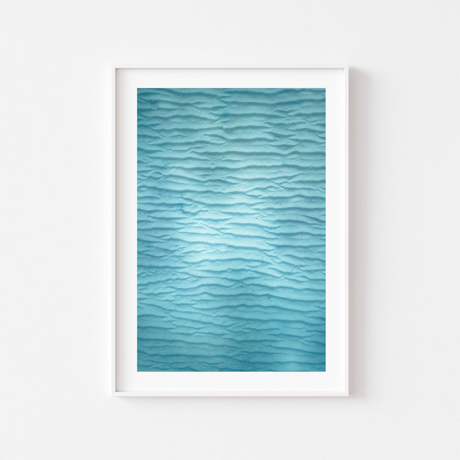 Sandy Bottoms coastal seascape in white frame - beach landscape wall art for modern homes