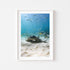 Eagle rays swimming underwater in white frame - marine life wall art for coastal homes