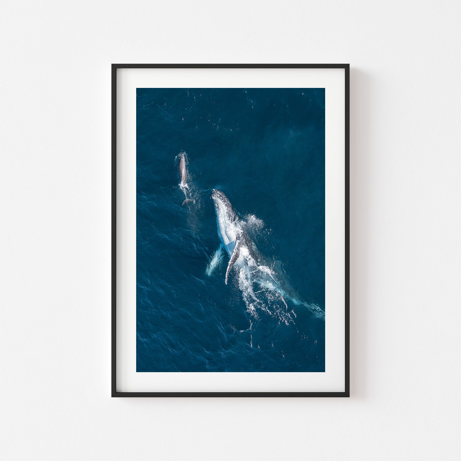 Bondi coastal interaction abstract in black frame - modern Australian wall art