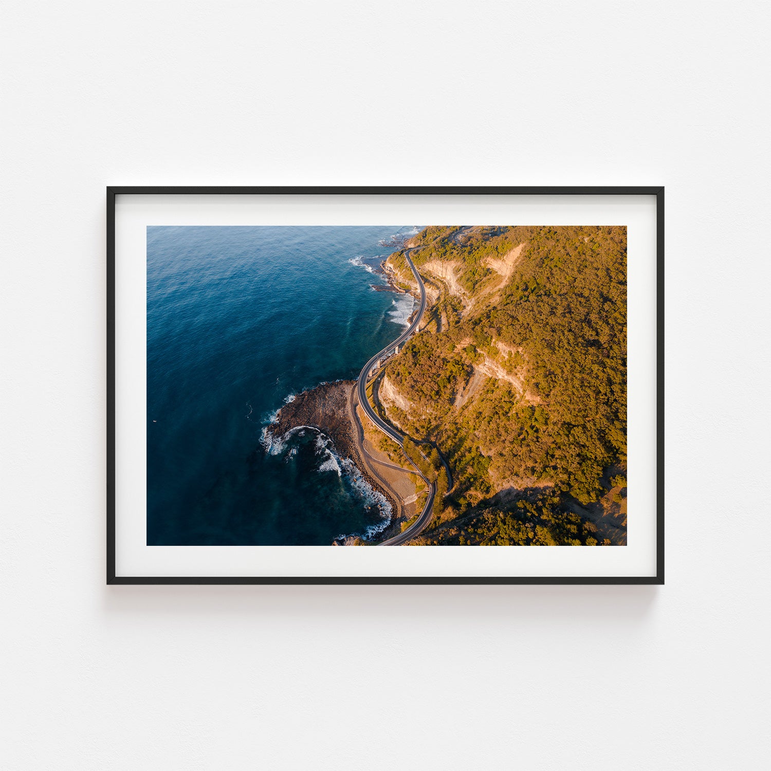 Sailing boats off Seacliff Beach seascape in black frame - coastal wall art