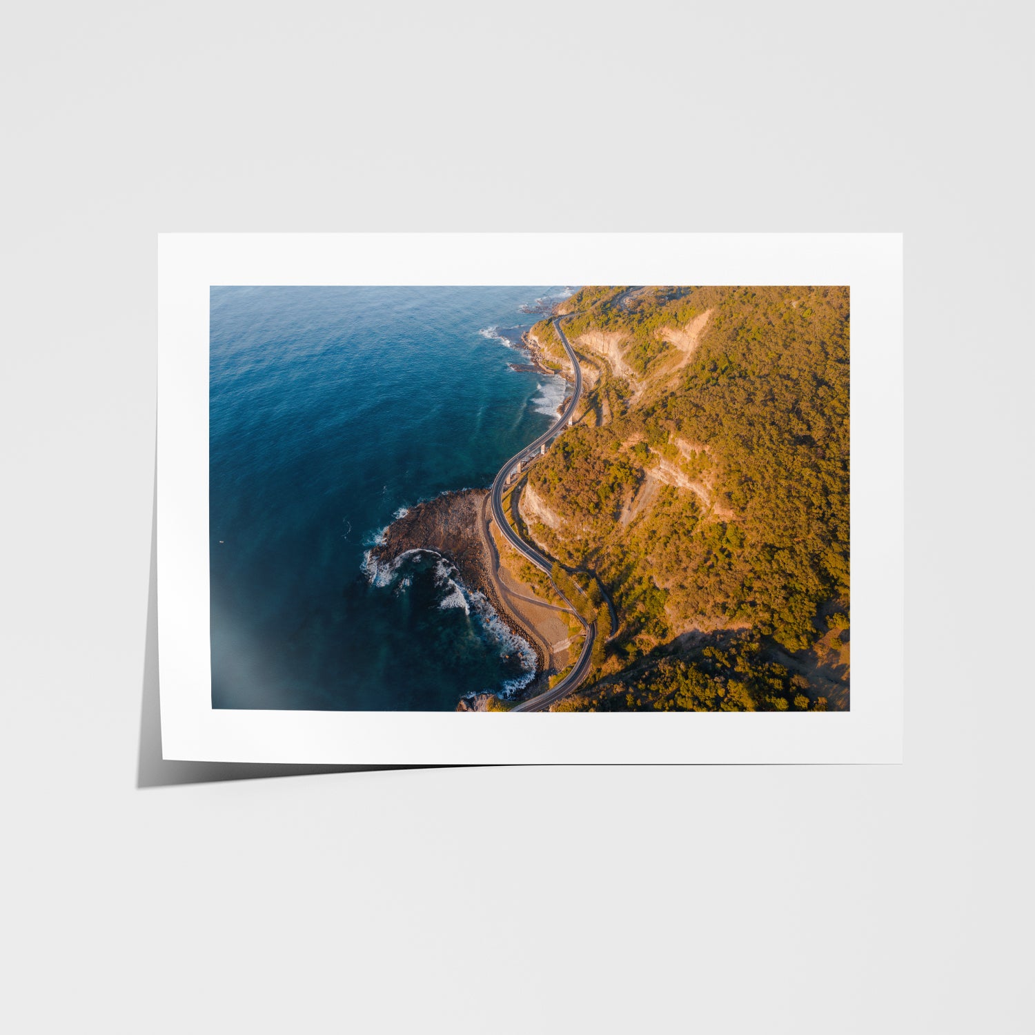 Seacliff sailing boats seascape in white frame - coastal photography wall art