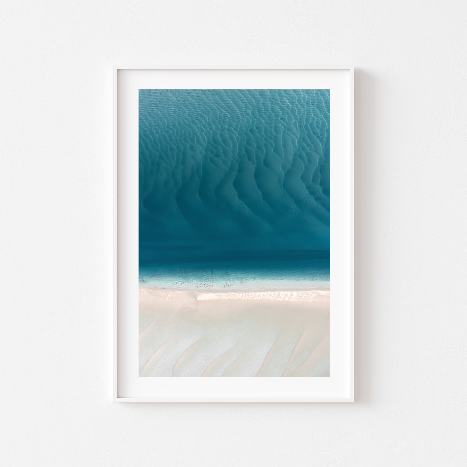 Jervis Bay aerial seascape in white frame - Two Thirds coastal photography wall art