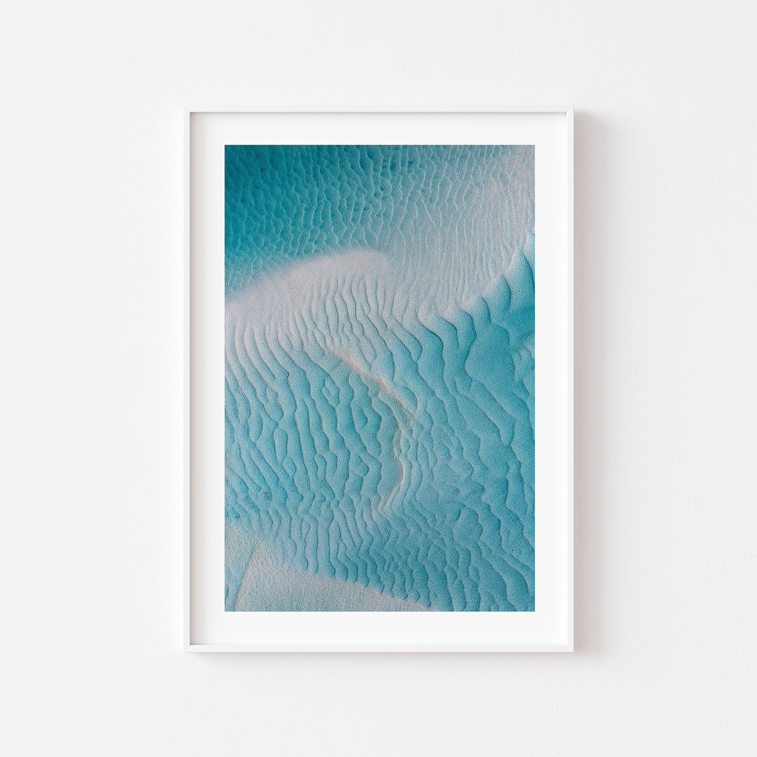 Dragon Scale abstract coastal pattern in white frame - modern beach house wall art