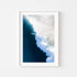 Surfs Up ocean wave in white frame - coastal seascape wall art for modern beach homes