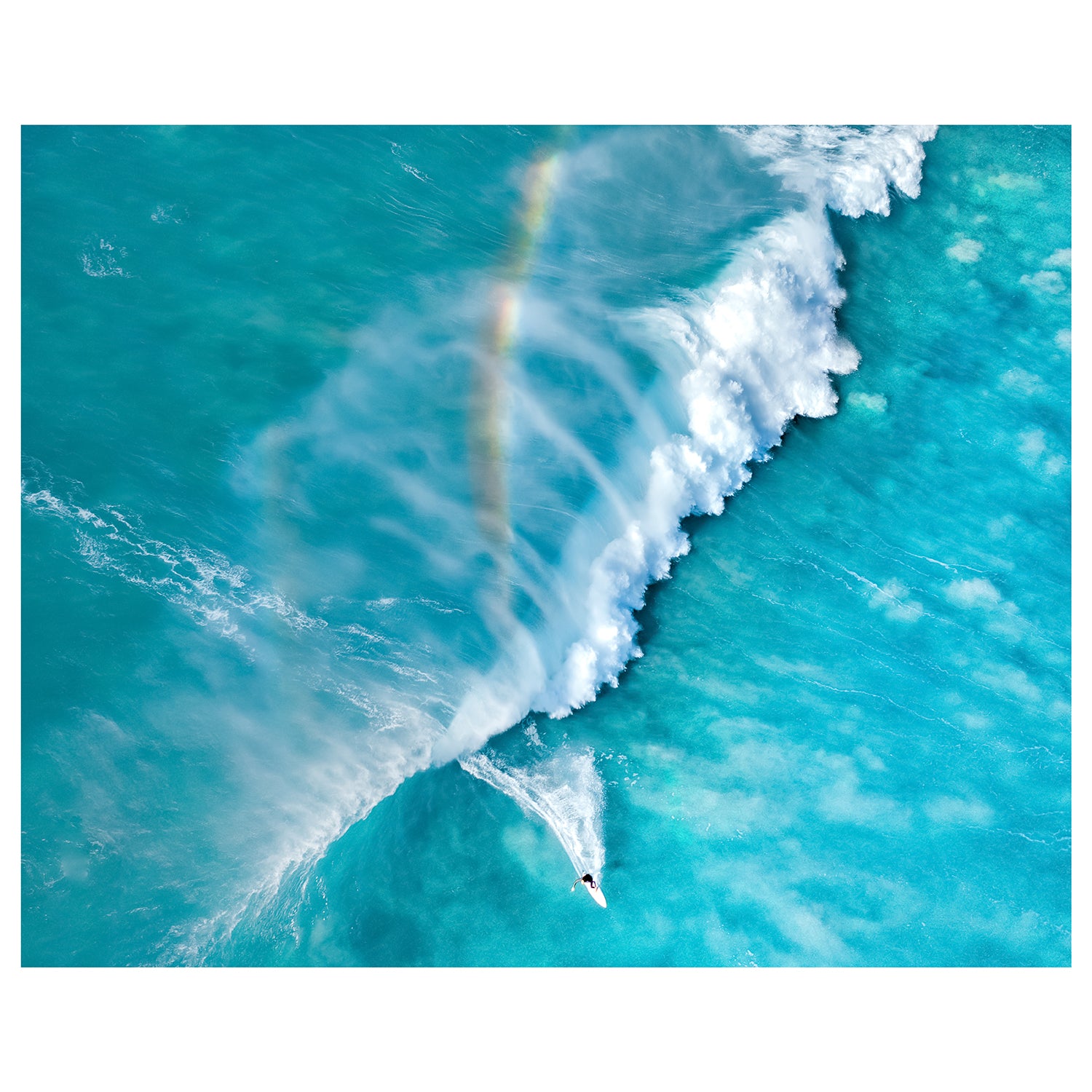 Rainbow Crush vibrant aerial coastal view - unframed abstract seascape wall art