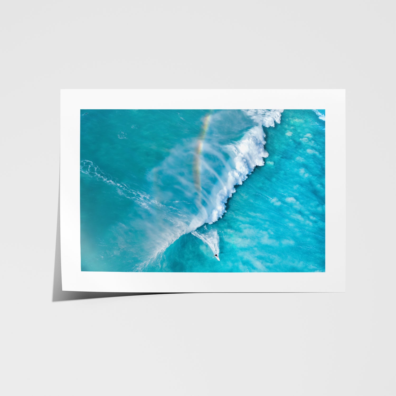 Rainbow Crush abstract seascape in white frame - vibrant coastal wall art