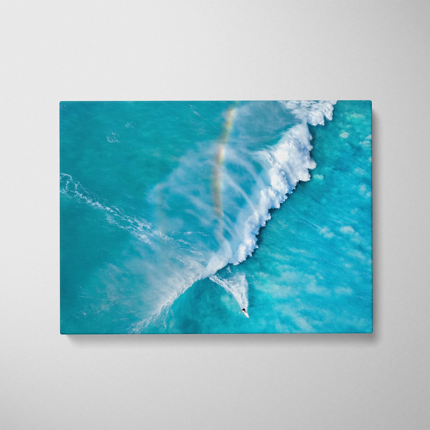 Rainbow Crush abstract coastal seascape in white frame - modern beach wall art