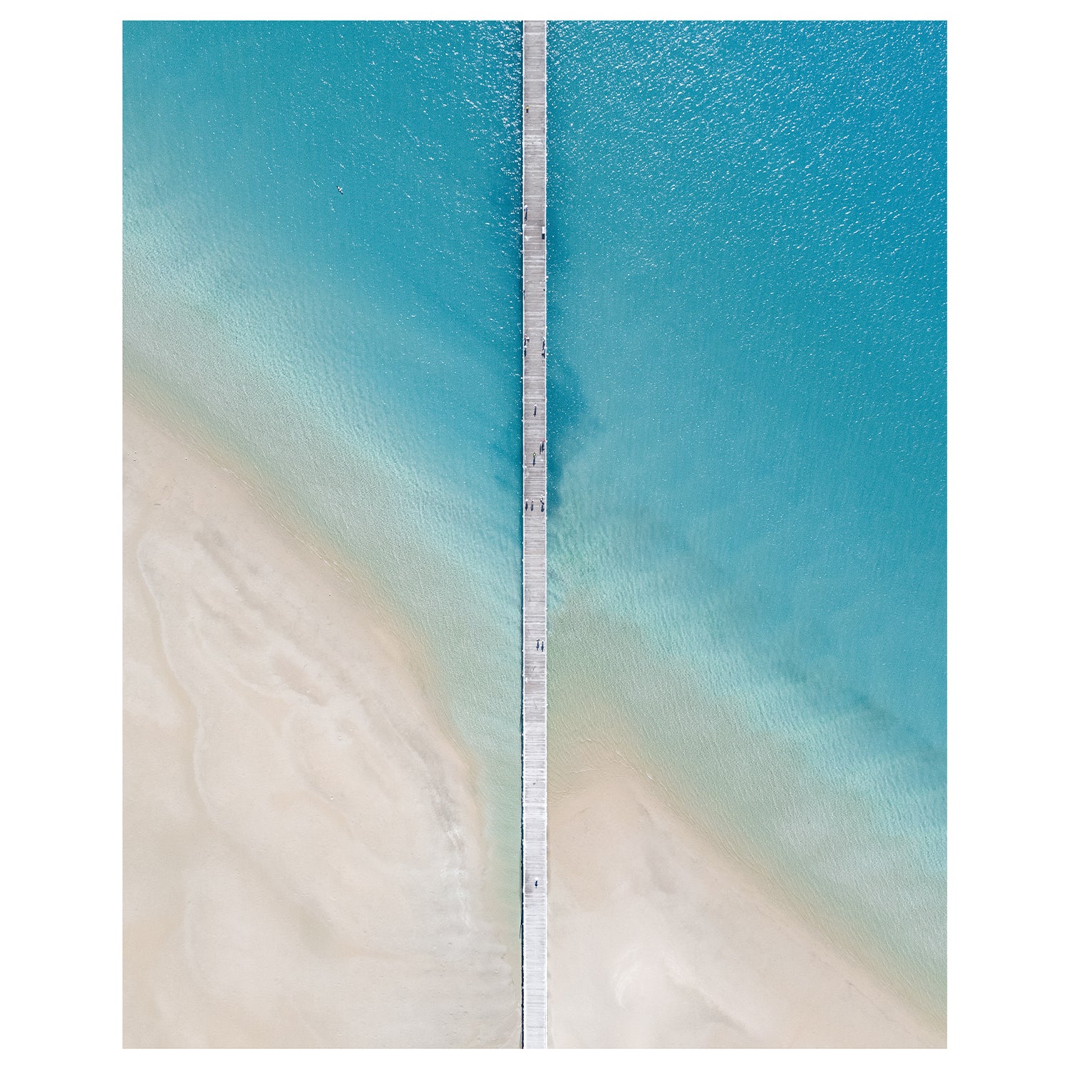 Shallow ocean splits aerial view - unframed coastal photography wall art