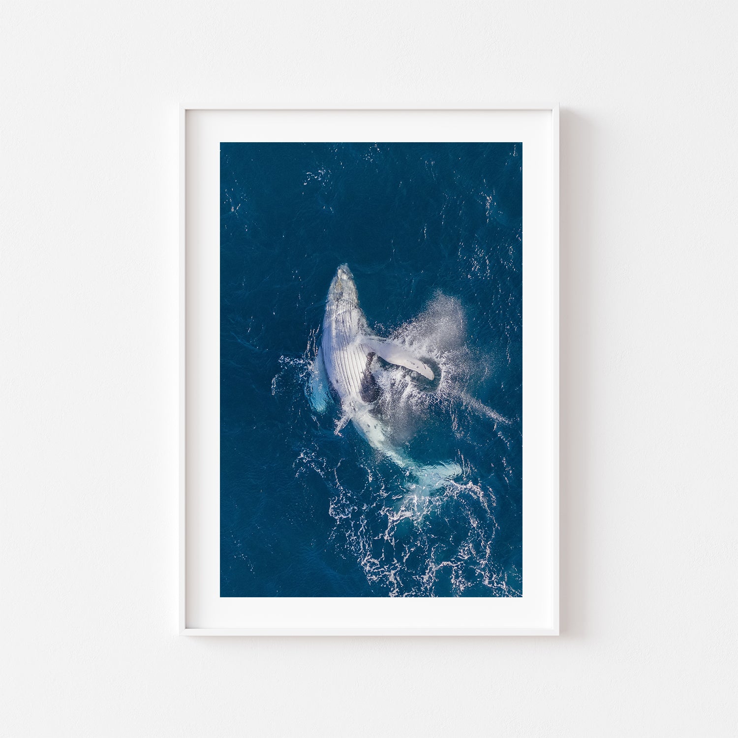 Bondi Beach fun swimmers "Tummy Time" in white frame - playful coastal wall art