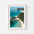 Seal Rocks aerial coastal landscape in oak frame - Australian seascape wall art