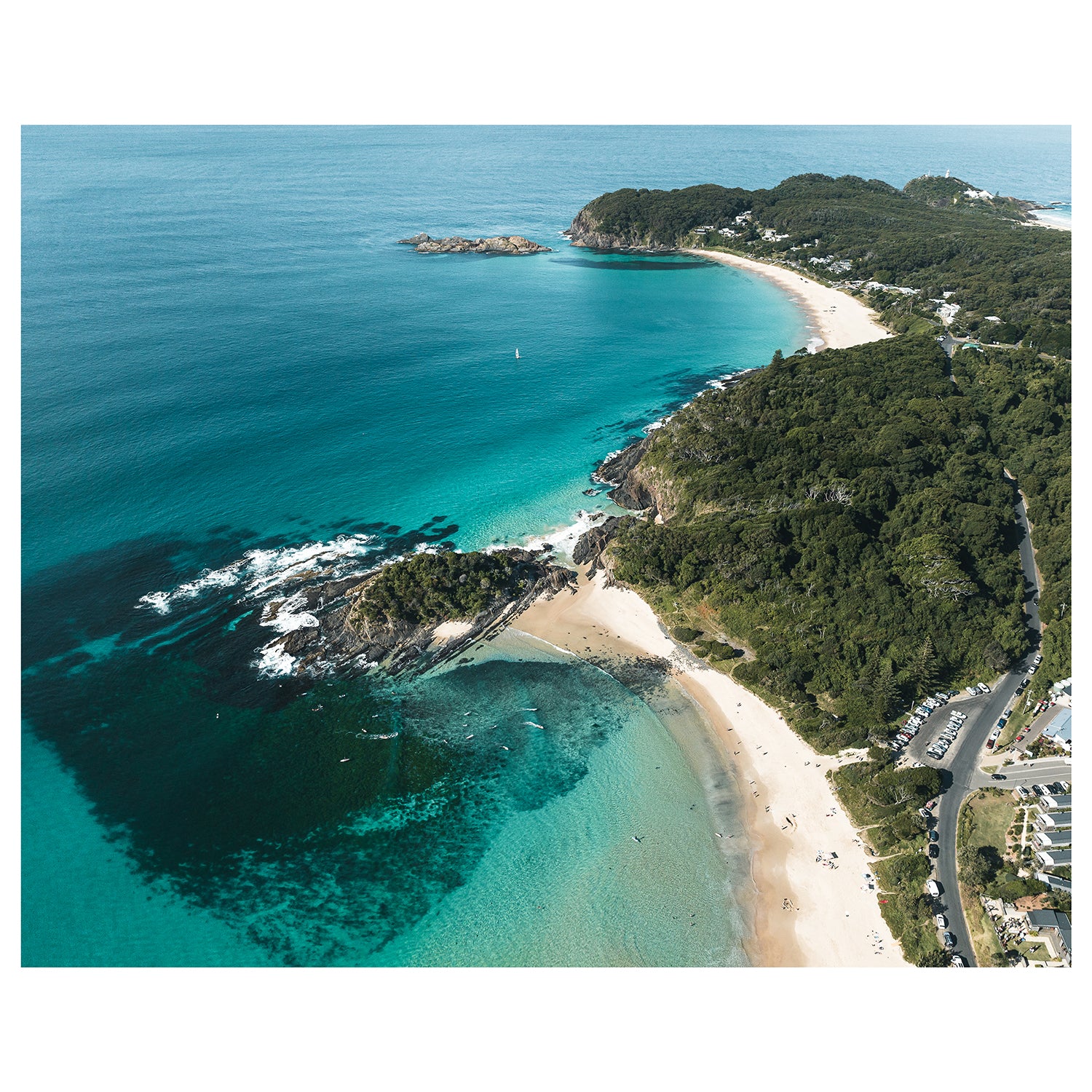 Seal Rocks aerial seascape view - coastal photography print unframed for beach homes