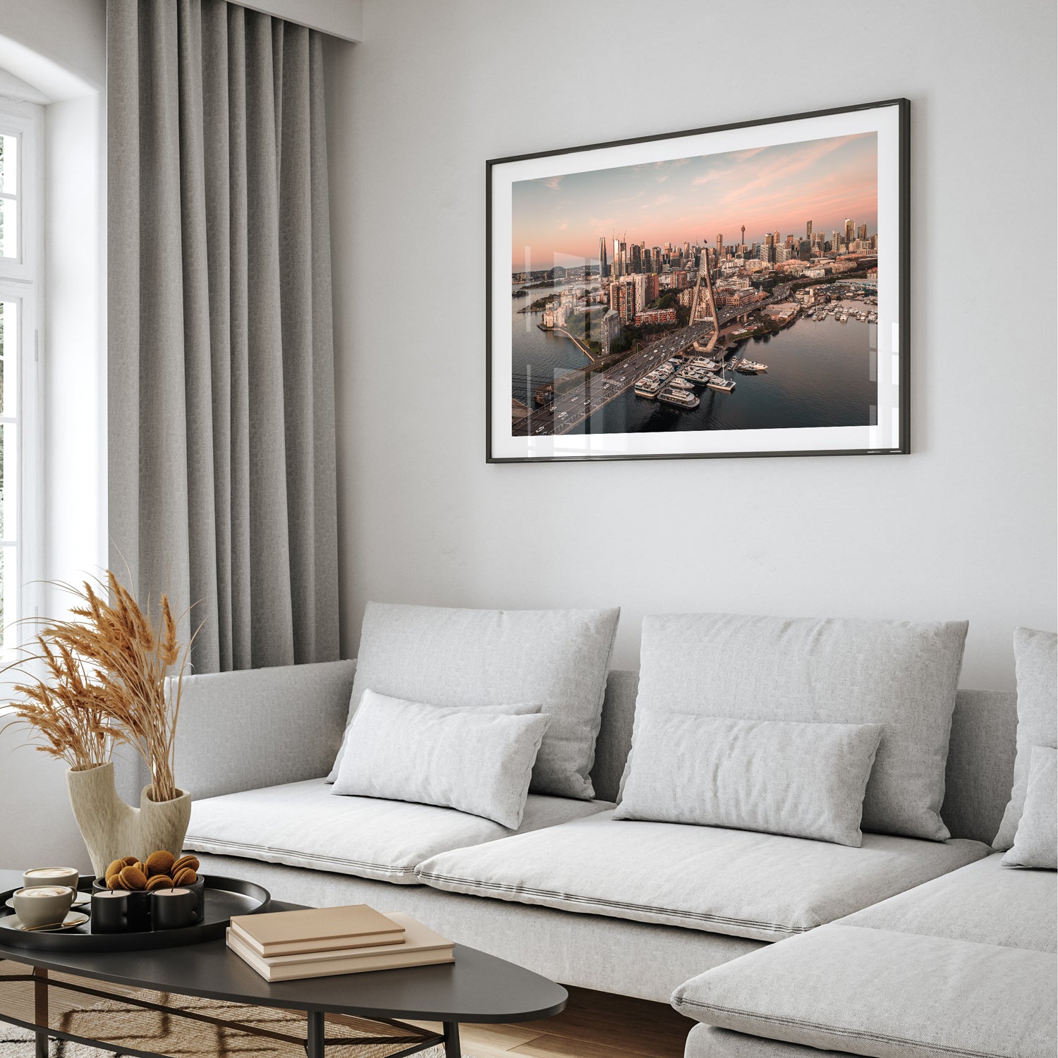 Anzac sunset coastal landscape in black frame - patriotic Australian photography wall art