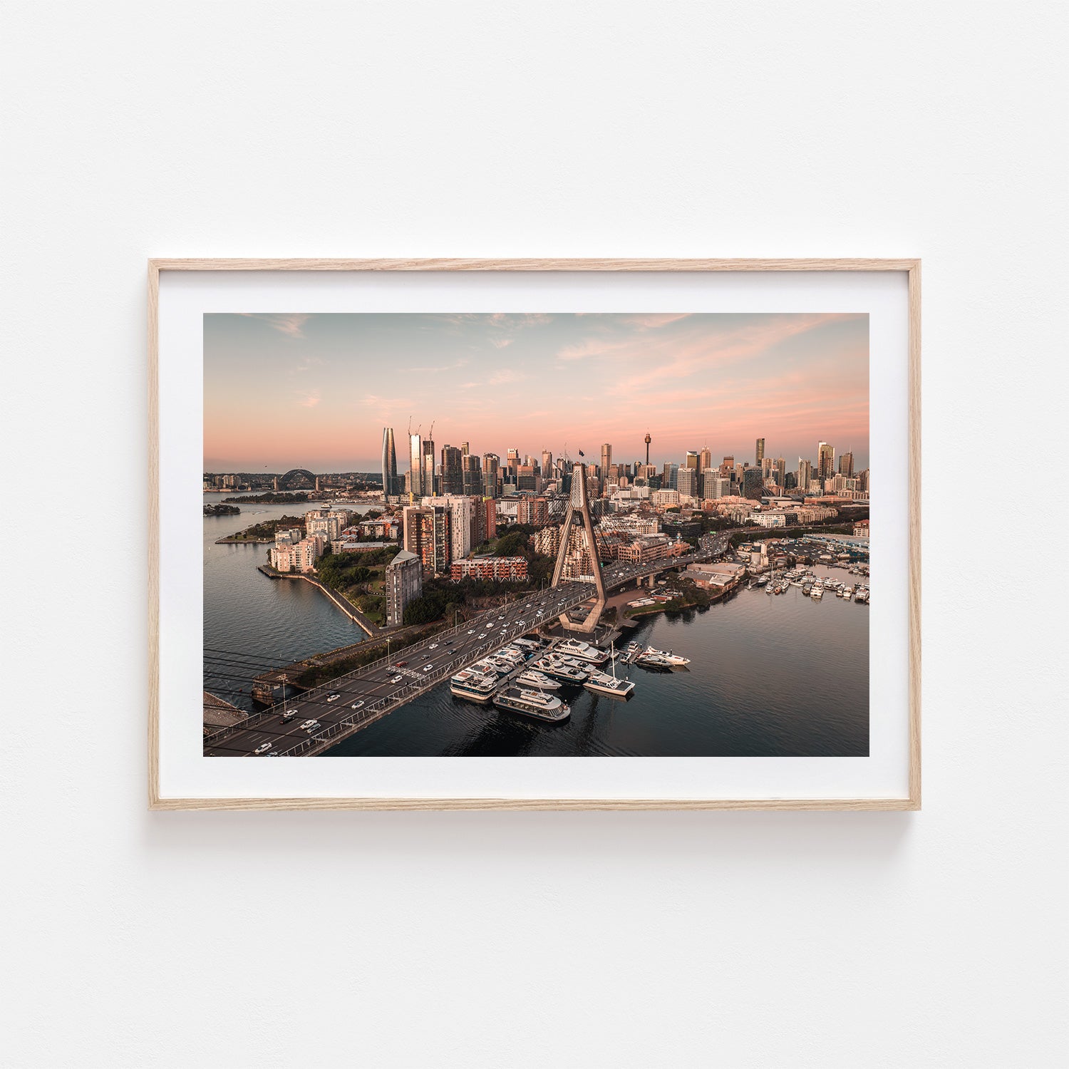 Anzac sunset seascape in oak frame - coastal photography wall art for modern homes