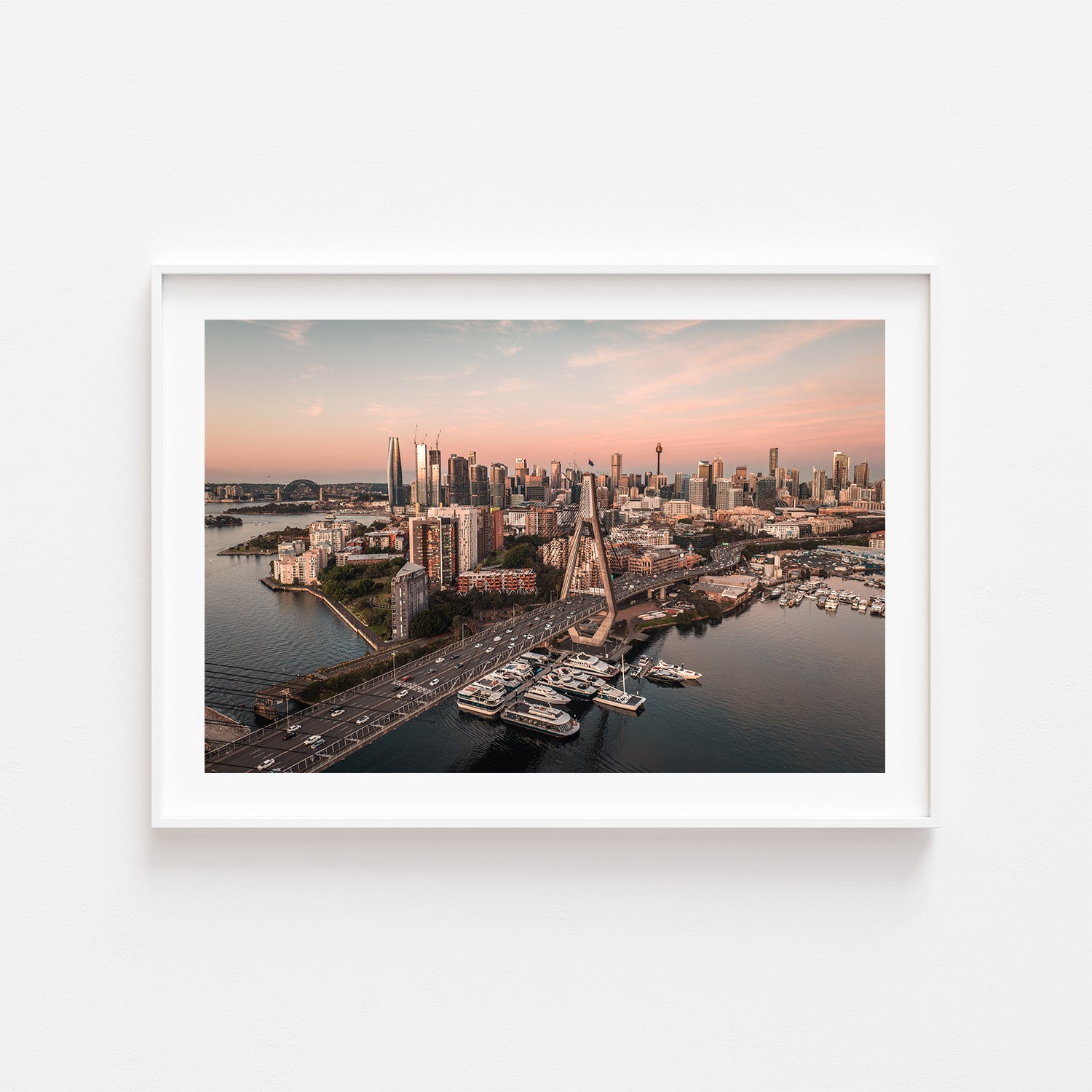 Anzac sunset seascape in white frame - Australian coastal photography wall art