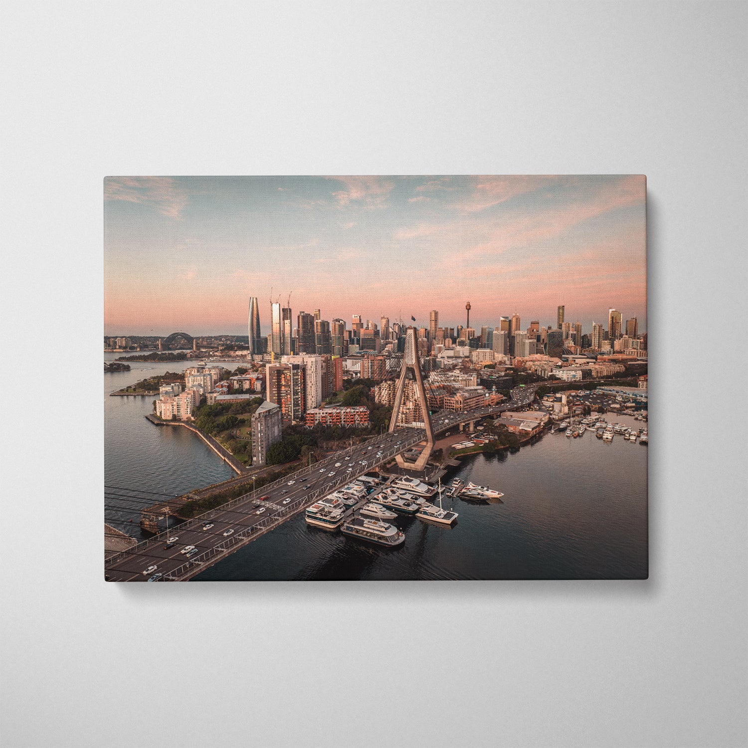 Anzac sunset in white frame - vibrant seascape photography wall art for coastal homes