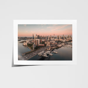 Anzac sunset seascape in white frame - dramatic coastal photography wall art