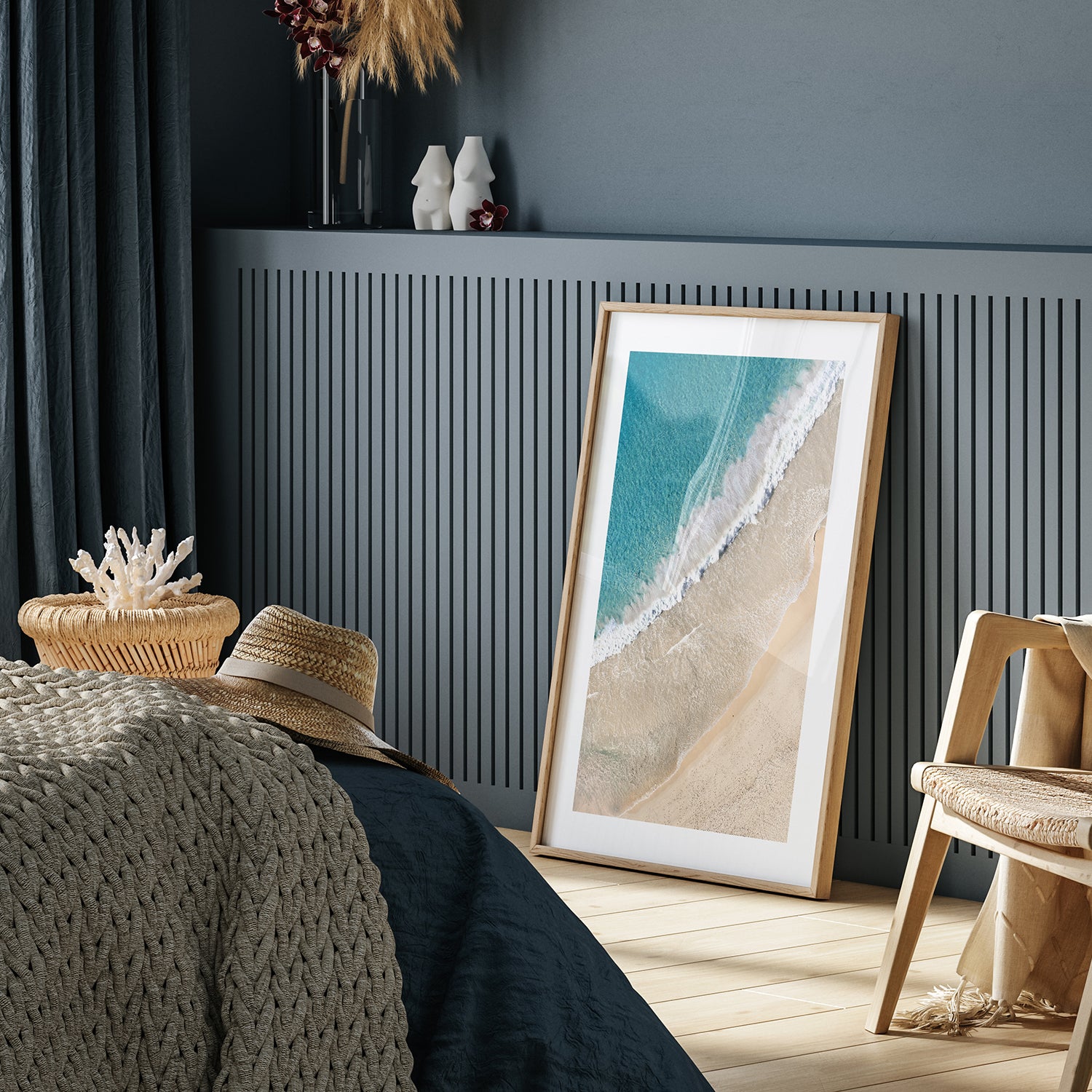 Layered summer coastal seascape in earth tones - abstract beach photography wall art print