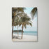 Beachside palm tree landscape in black frame - tropical coastal wall art