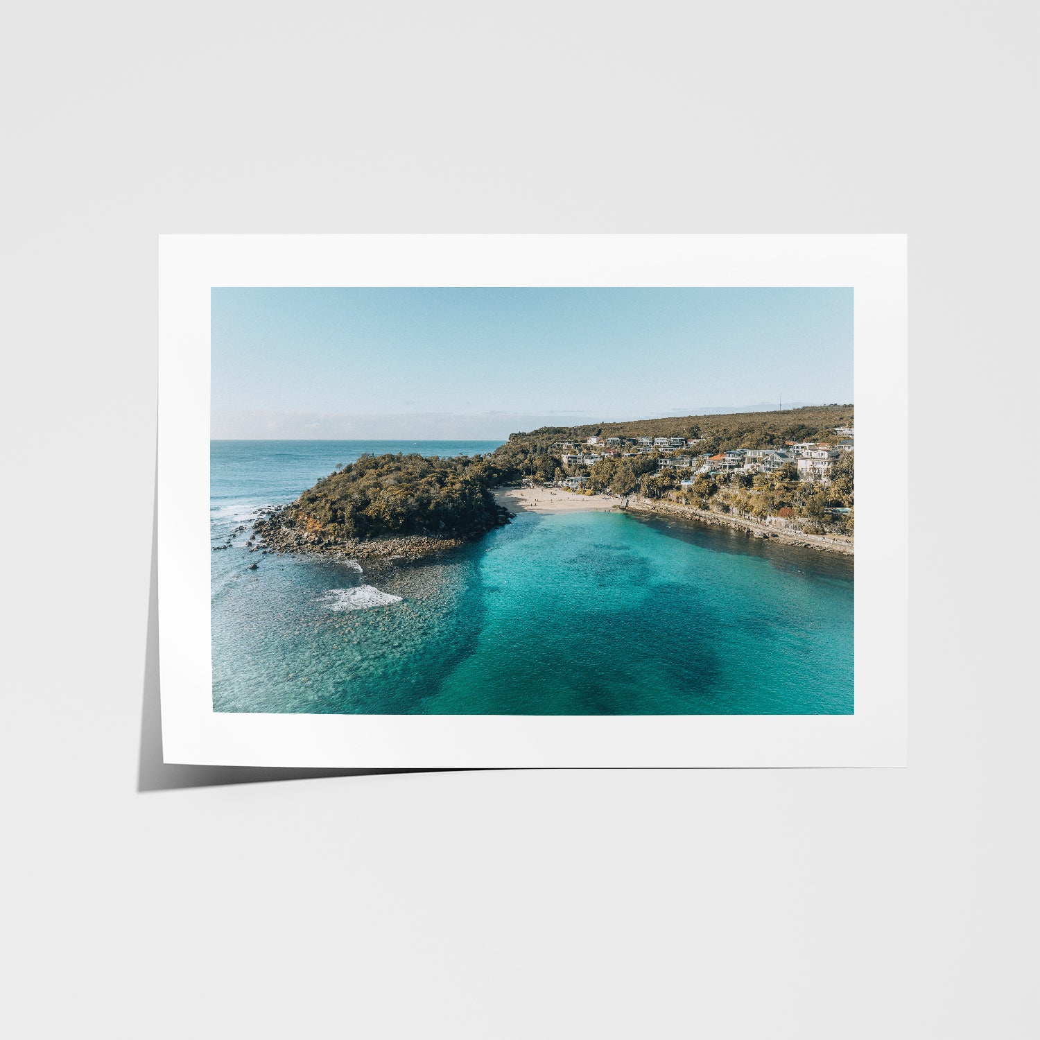 Beachside Getaway seascape in white frame - coastal photography wall art for modern homes