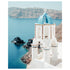 Iconic blue dome of Santorini church against white walls - Mediterranean coastal wall art