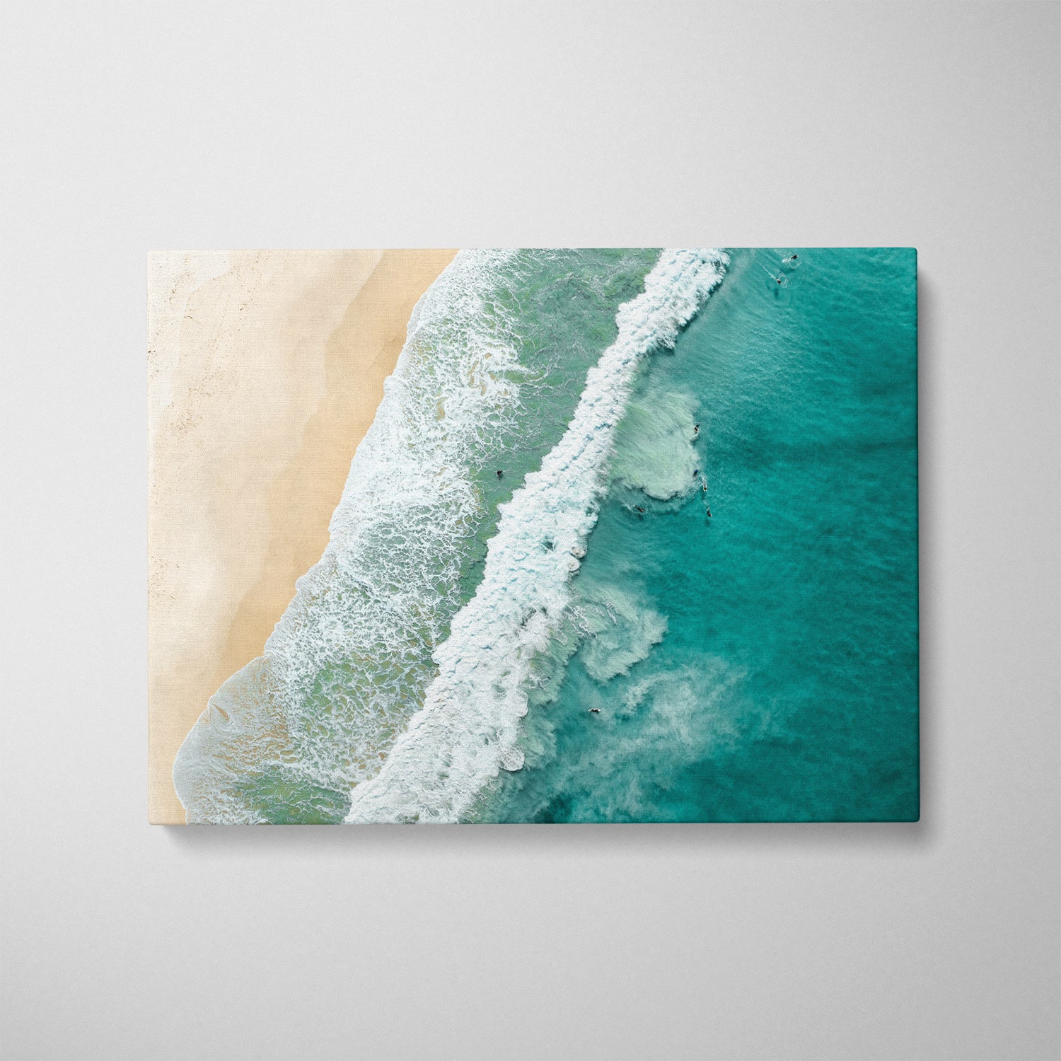 Port Stephens beach interval patterns in white frame - aerial coastal photography wall art