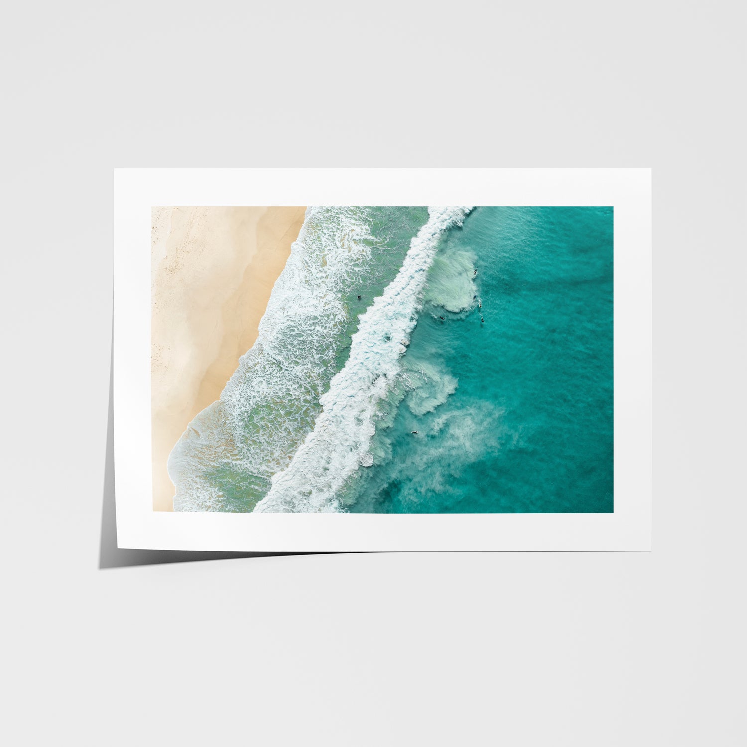Port Stephens beach geometric intervals in white frame - abstract coastal photography