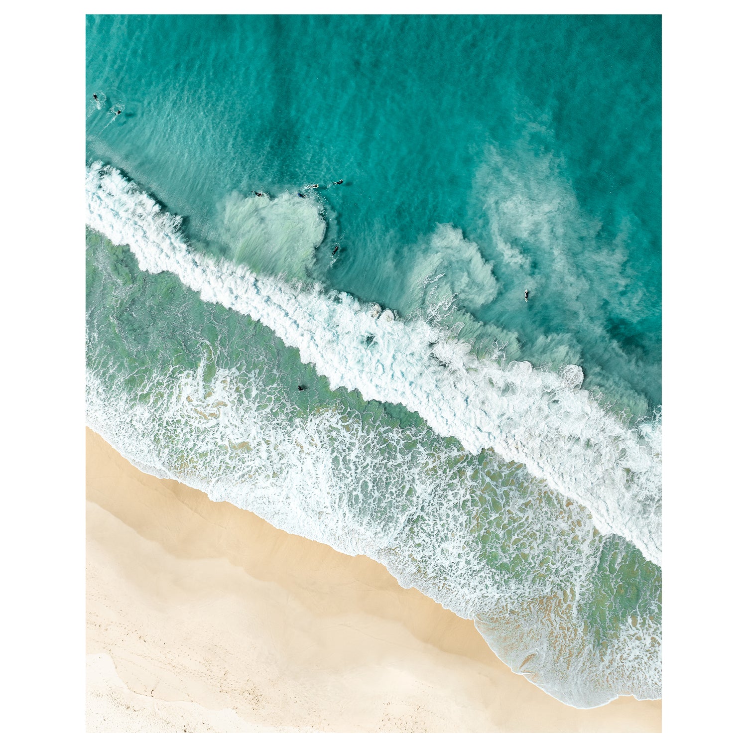 Port Stephens beach intervals aerial view - modern coastal photography wall art