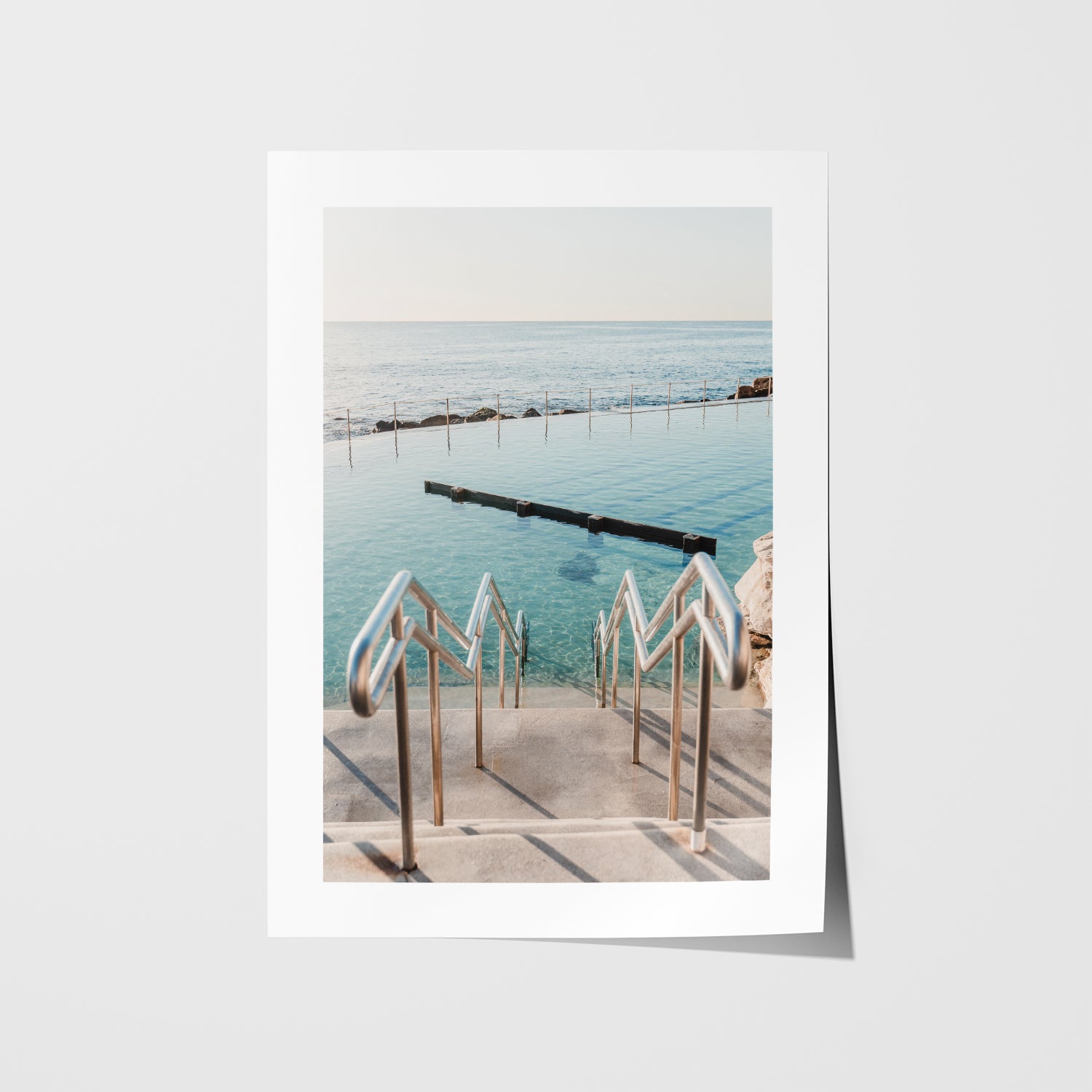 Bronte Beach aerial view in white frame - coastal photography wall art