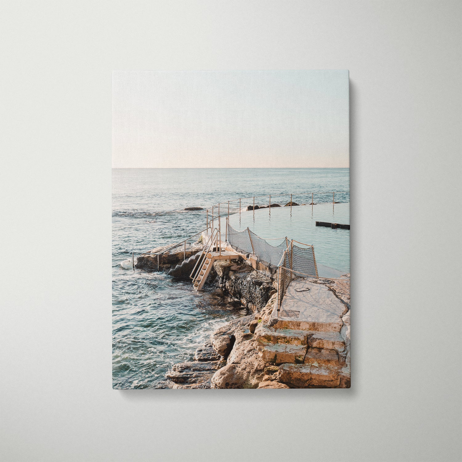 Bronte beach soft glowing seascape in white frame - coastal photography wall art