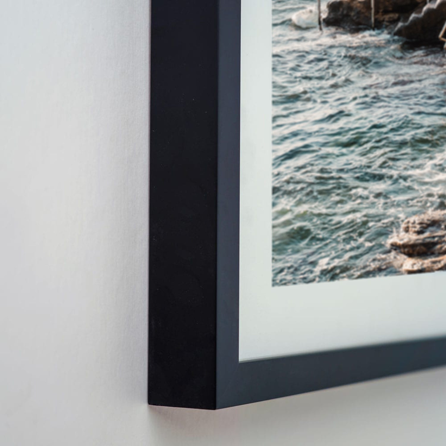 Empty A2 wooden timber frame - unframed coastal photography wall art for custom prints