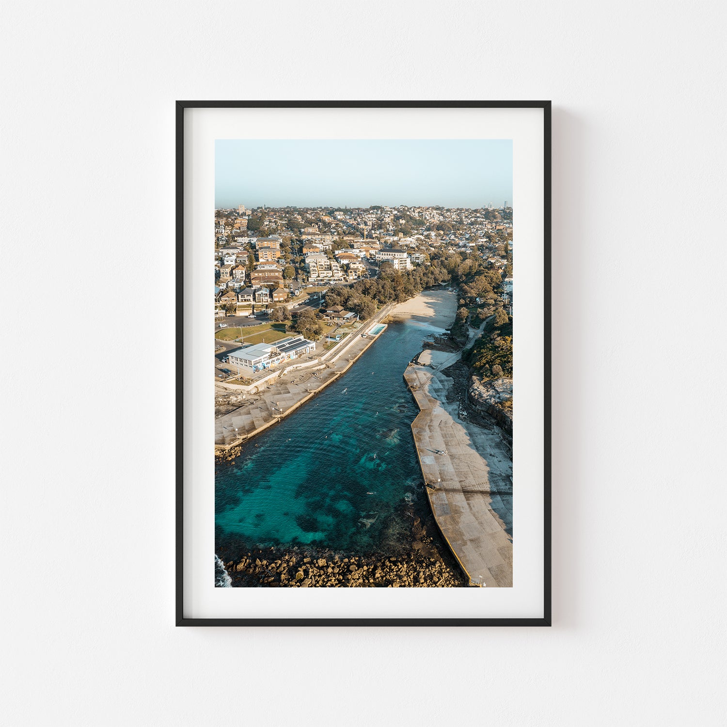 Clovelly Beach sunrise in black frame - Sydney coastal photography wall art