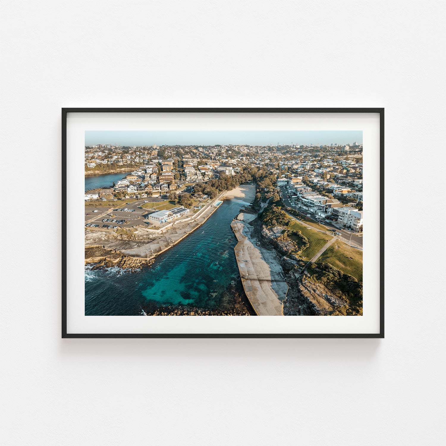 Clovelly morning seascape in black frame - Sydney coastal photography wall art