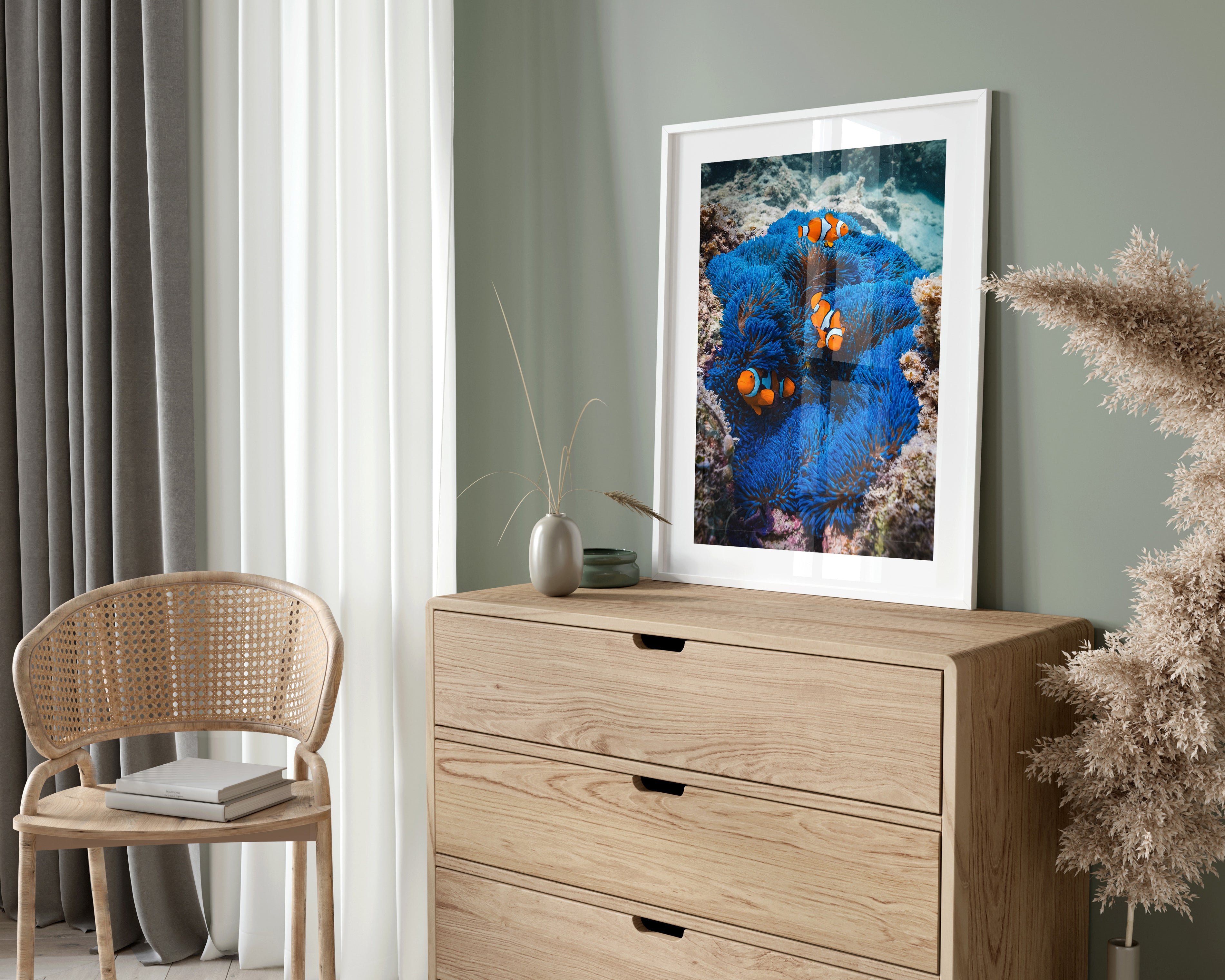 Clowning" underwater marine life photograph - coastal wall art with playful ocean vibes