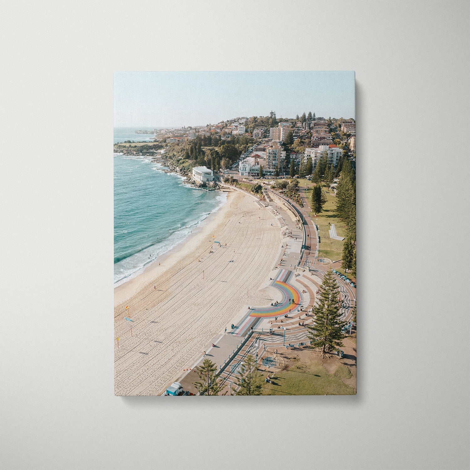 Coogee Beach glowing sunset seascape in white frame - coastal photography wall art