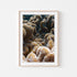 Coral reef patterns in oak frame - abstract coastal photography wall art for modern homes
