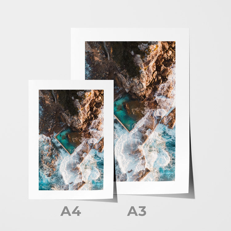 Into the Blue A3 size coastal print in blue frame - seascape wall art for modern homes