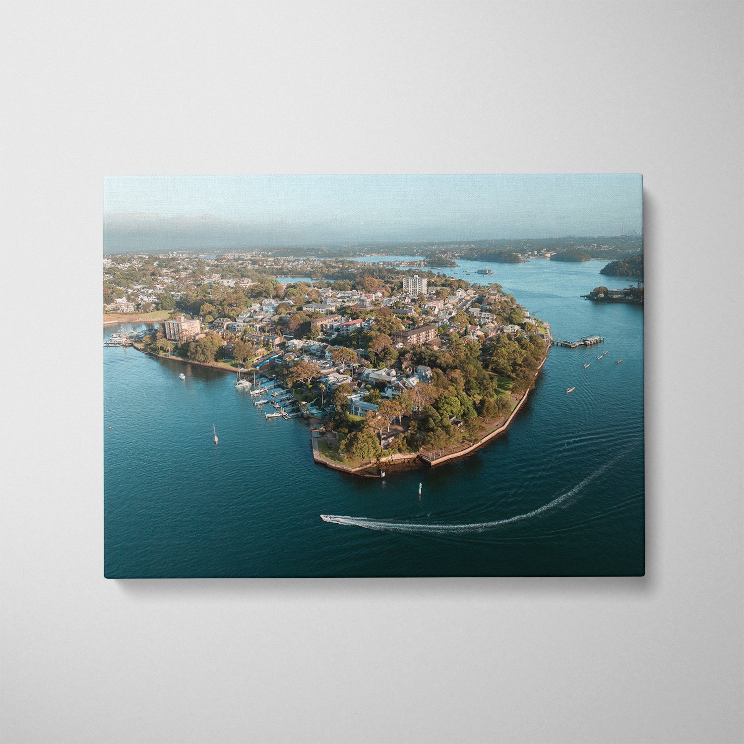 Balmain East coastal seascape in white frame - Sydney Harbour landscape wall art