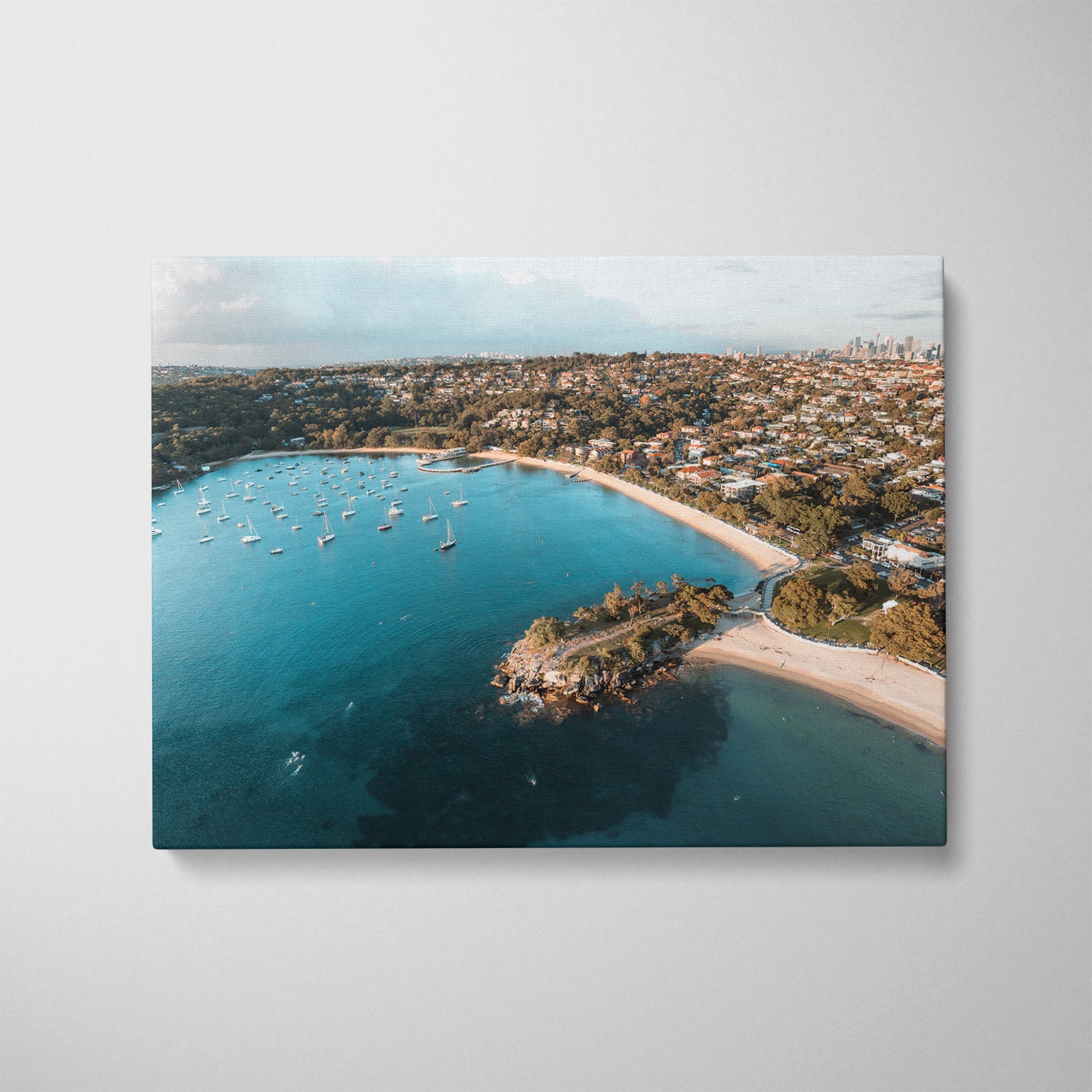 Balmoral Beach swimmers "Swim O Clock" in white frame - coastal photography wall art