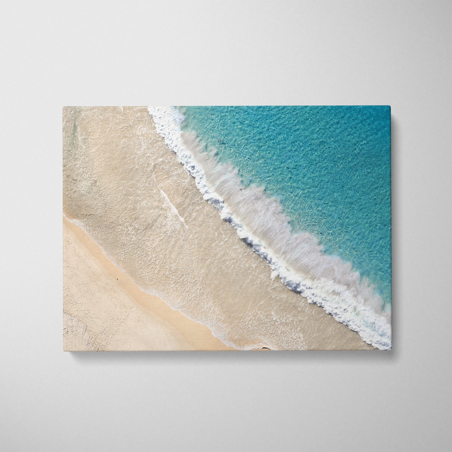 Summer layers coastal seascape in white frame - abstract beach wall art for modern homes