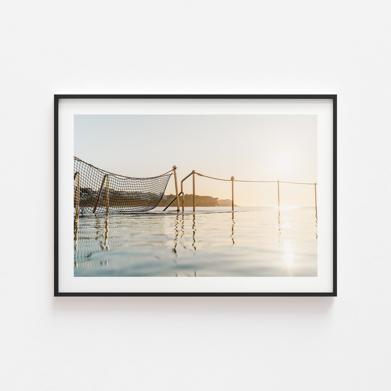 Bronte Beach first light coastal sunrise - framed black and white photography wall art