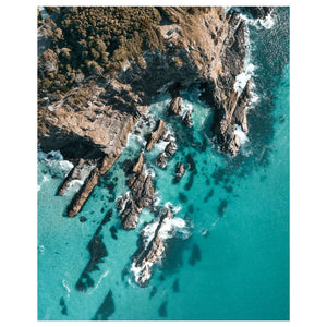 Forster cliffside seascape in moody tones - unframed coastal photography wall art