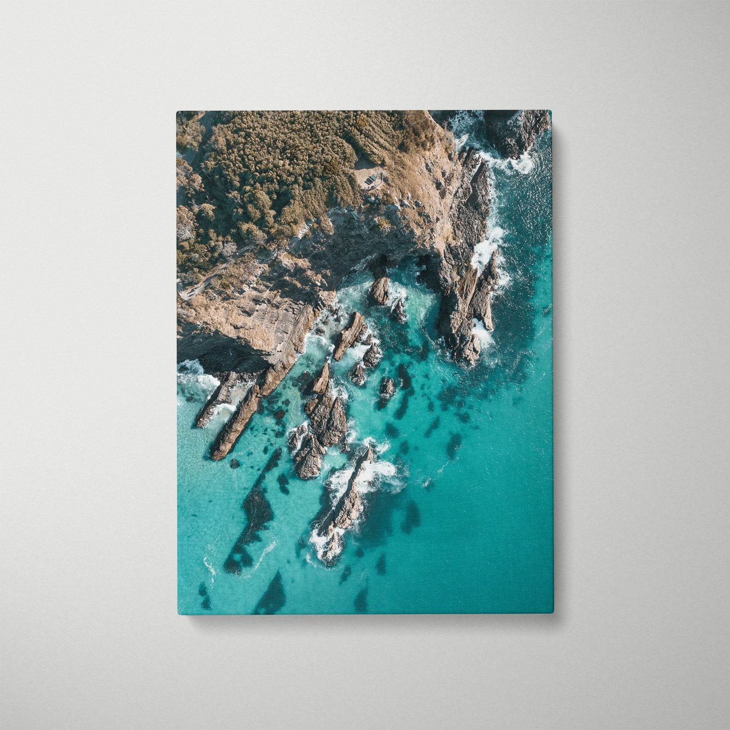 Forster cliffside landscape in white frame - coastal seascape photography wall art