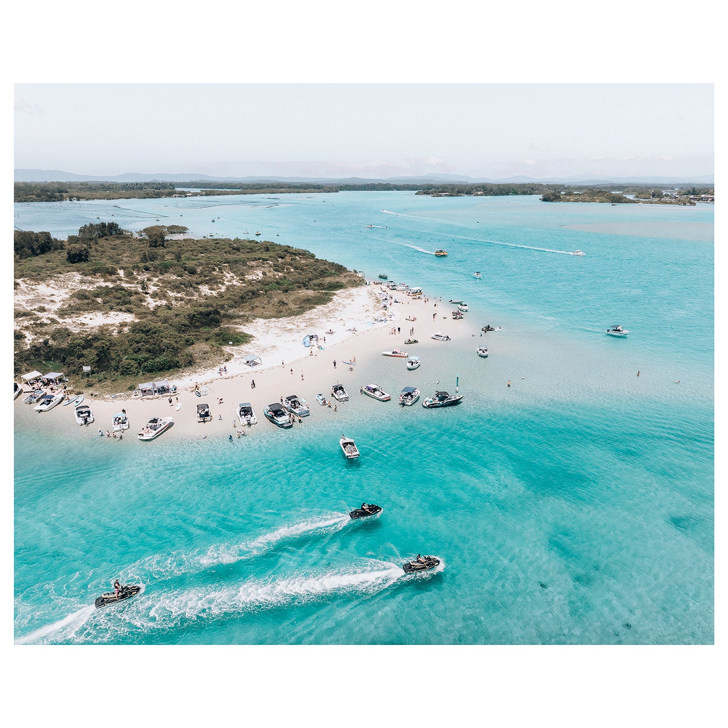 Forster beachside weekenders aerial photograph - unframed coastal landscape wall art