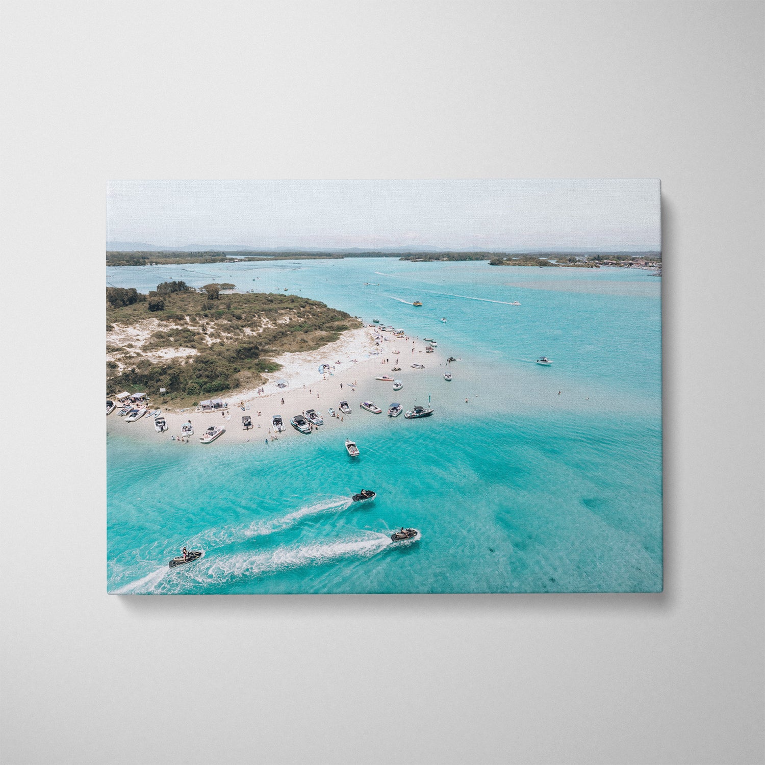 Forster beach lifestyle scene in white frame - coastal photography wall art