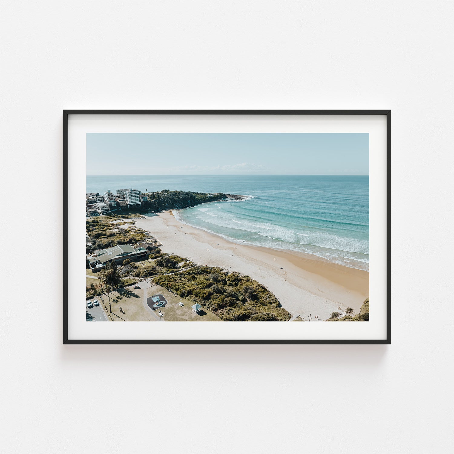 Freshwater Beach swimming hole in black frame - coastal landscape wall art for modern