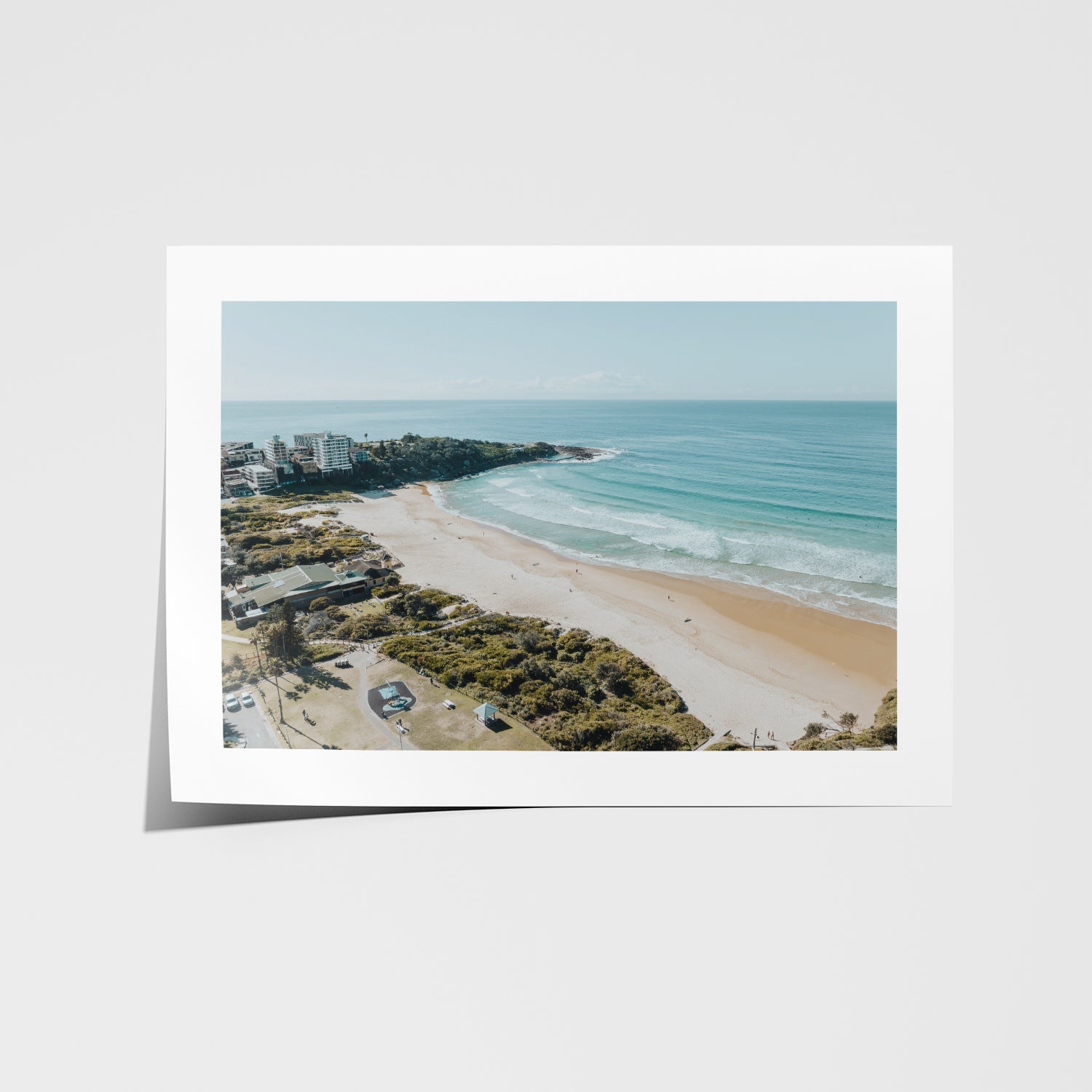 Freshwater coastal swimming scene in white frame - beach photography wall art