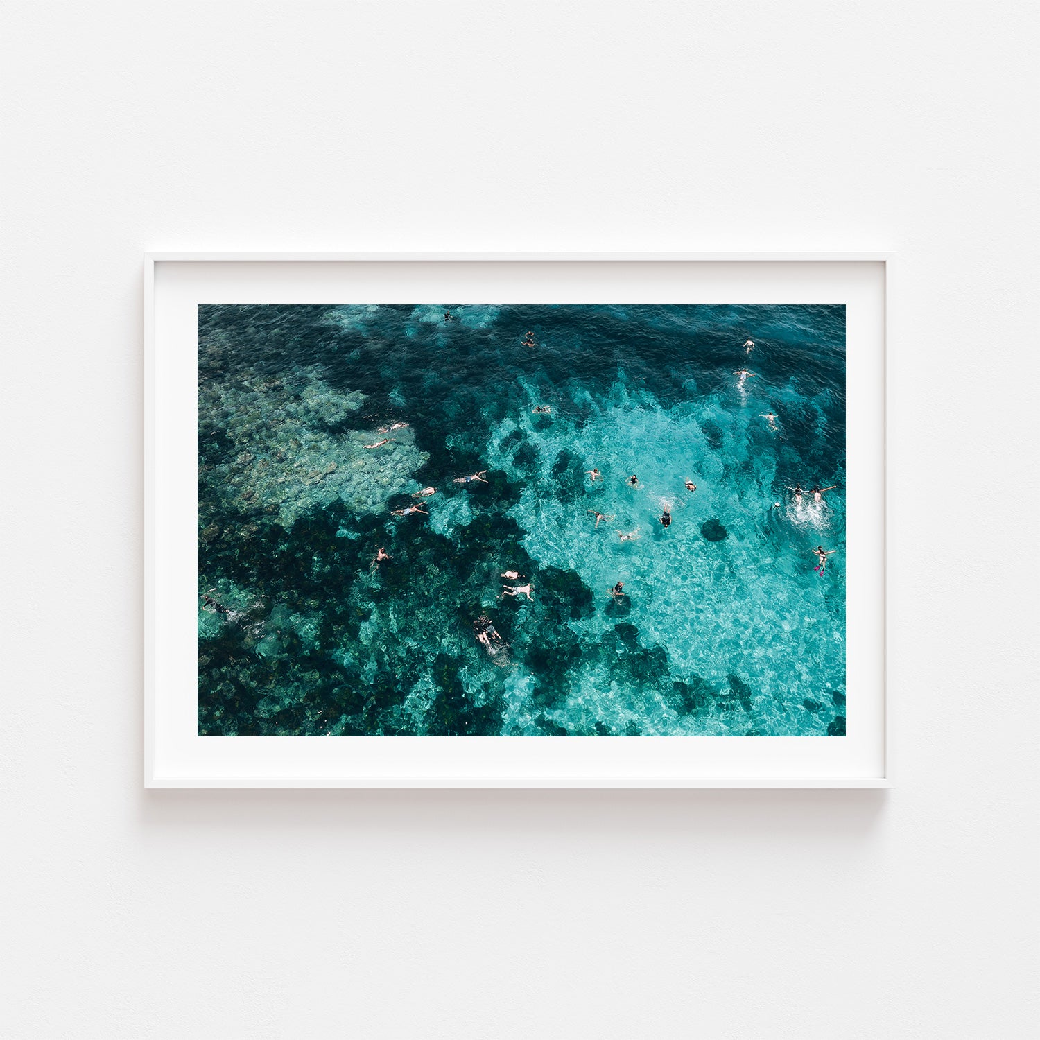 Gordons Bay coastal landscape in white frame - Sydney beach wall art for modern homes