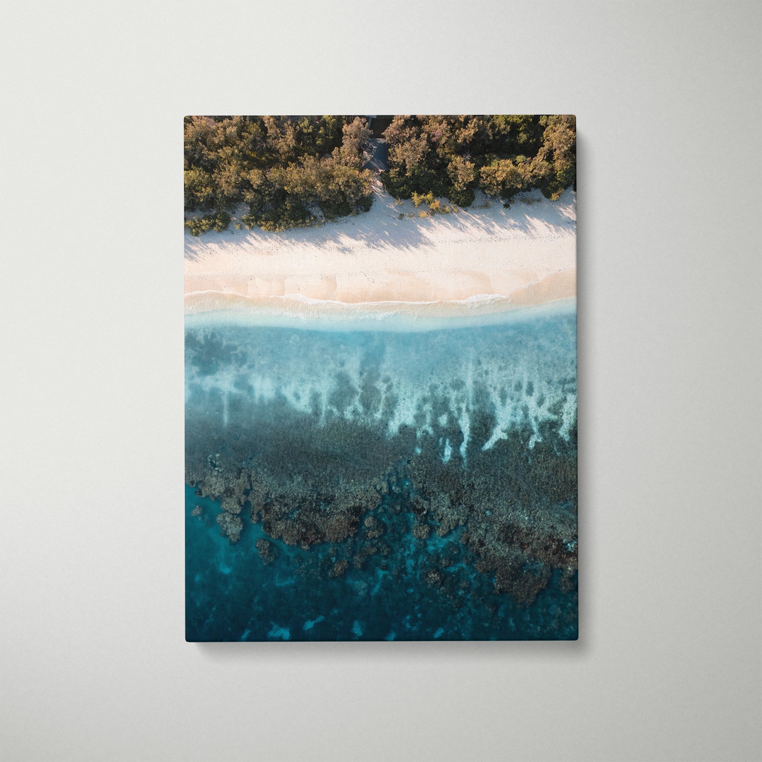 Great Barrier Reef layered underwater seascape in white frame - marine wall art print